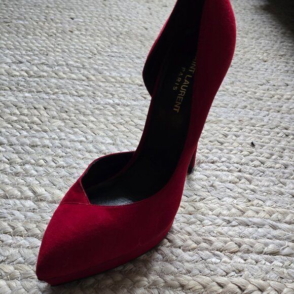 Red suede Saint Laurent stilletos - Picture 1 of 8